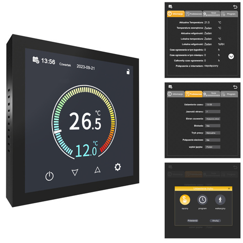 Termostat elektroniczny programowalny AC-TE001B POLSKIE MENU