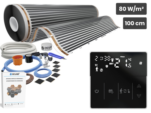 Folia grzewcza AC-310TL szer. 100cm 80W/m² z termostatem AD141C - Zestaw 1m²