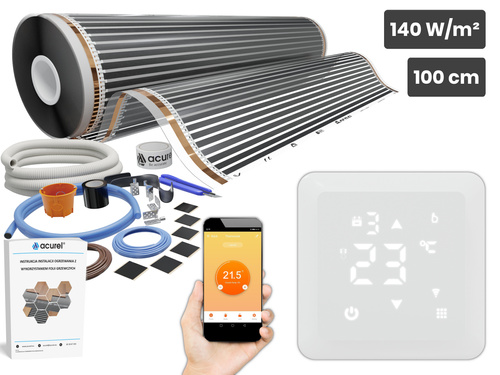 Folia grzewcza AC-310TM szer. 100cm 140W/m² z termostatem AD137 WIFI - Zestaw 1m²