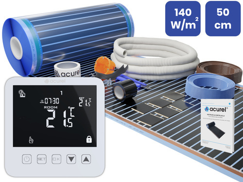 Folia grzewcza Acurel AC305T 1m² szer. 50cm 140W/m² z termostatem pokojowym AD121