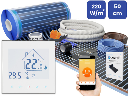 Folia grzewcza Acurel AC305T 12m² szer. 50cm 220W/m² z termostatem WiFi AD134