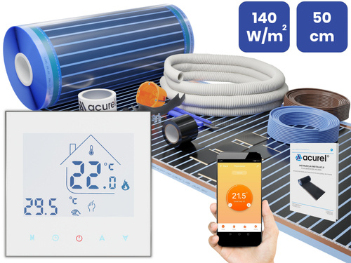 Folia grzewcza Acurel AC305T 2m² szer. 50cm 140W/m² z termostatem WiFi AD134